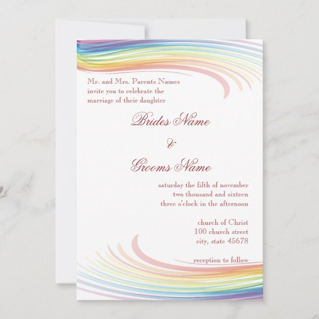 Faire-part de mariage Rainbow Wave (Devant)