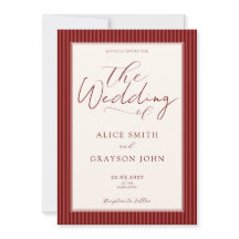 Faire-part de mariage rayé classique en script sur