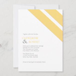 Faire-part de mariage rayé jaune et gris