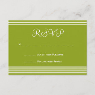 Faire-part de mariage rayé vert et blanc RSVP