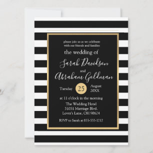 Faire-part de mariage rayures noires et blanches