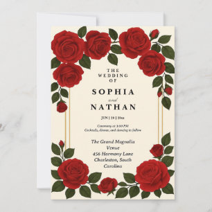 Faire-part de mariage Red Rose personnalisable É