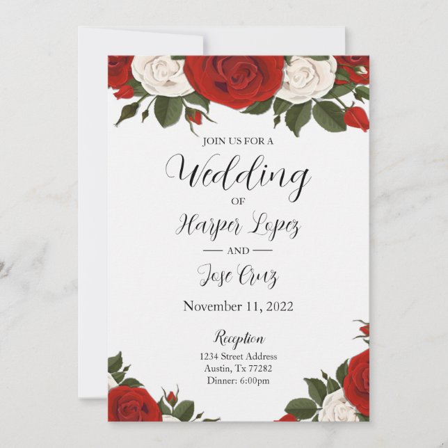 Faire-part de mariage Red Roses (Devant)