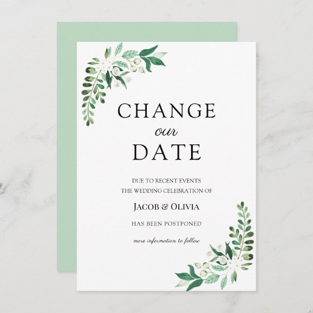 Faire-part de mariage reporté (Devant / Derrière)