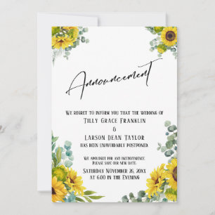 Faire-part de mariage reporté à motif floral aquar