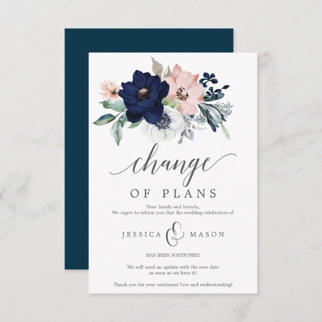 Faire-part de mariage reporté - Annulation (Devant / Derrière)