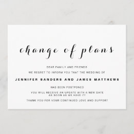 Faire-part de mariage reporté "Changement de plans