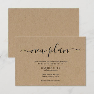 Faire-part de mariage reporté sur fond Kraft