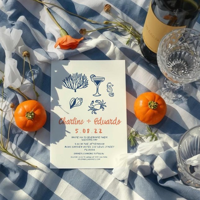 Faire-part de mariage rétro côte dessinée à la mai (Créateur téléchargé)