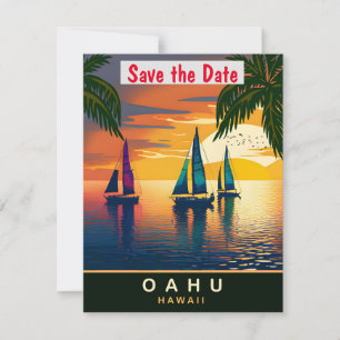 Faire-part de mariage Rétro de voilier à Oahu Hawa