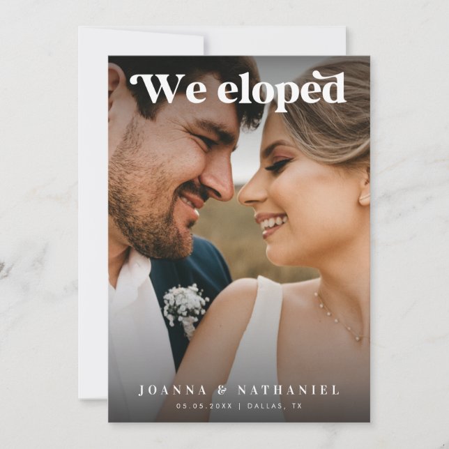 Faire-part de mariage rétro élégant en noir et bla (Devant)