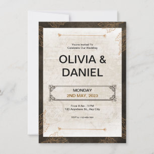 Faire-part de mariage rétro Vintage Brown