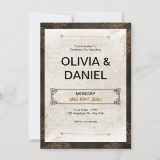 Faire-part de mariage rétro Vintage Brown