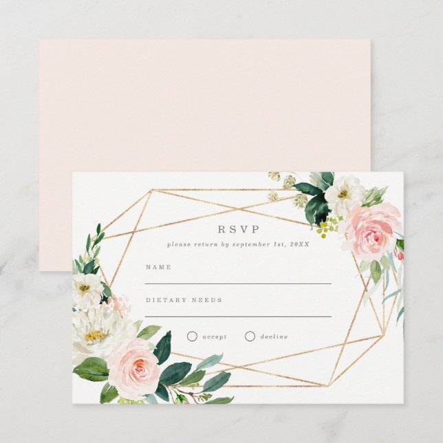 Faire-part de mariage romance de printemps géométr (Devant / Derrière)