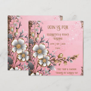 Faire-part de mariage Romance Florale Rose Fantais
