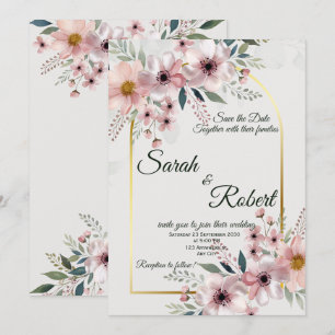 Faire-part de mariage Romantic Blush avec arche fl