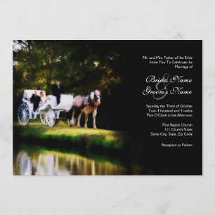 Faire-part de mariage romantique à cheval de trans