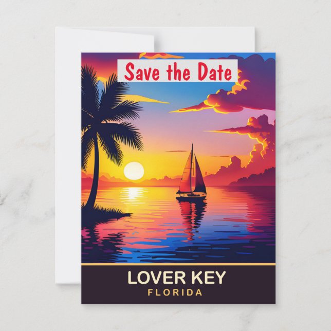 Faire-part de mariage romantique à Lover Key en Fl (Devant)