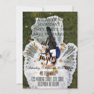 Faire-part de mariage romantique avec photo Couple