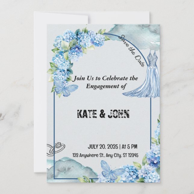 Faire-part de mariage romantique - Conception pers (Devant)