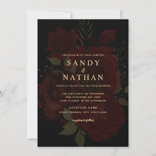 Faire-part de mariage romantique de rose rouge