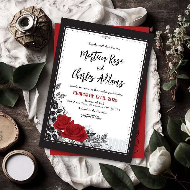 Faire-part de mariage romantique de roses rouges (Créateur téléchargé)