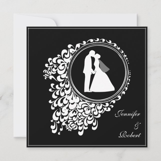 Faire-part de mariage romantique de silhouette de (Devant)