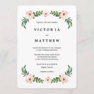 Faire-part de mariage romantique de vignes