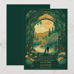 Faire-part de mariage Romantique Emerald Vert et O
