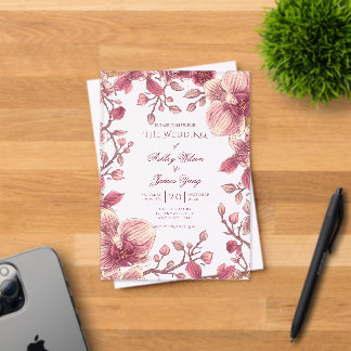 Faire-part de mariage romantique floral à orchidée