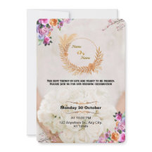 Faire-part de mariage romantique floral or