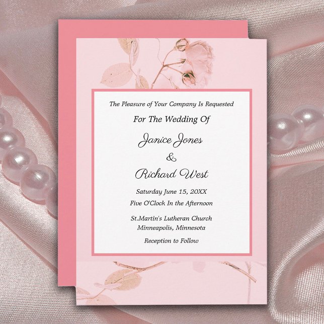 Faire-part de mariage romantique Soft Rose Bud (Créateur téléchargé)