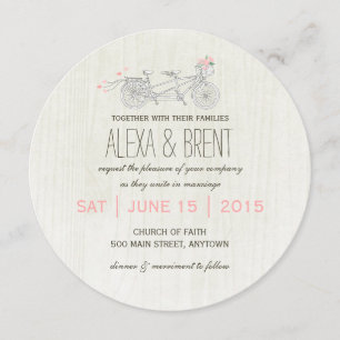 Faire-part de mariage rond avec le vélo tandem