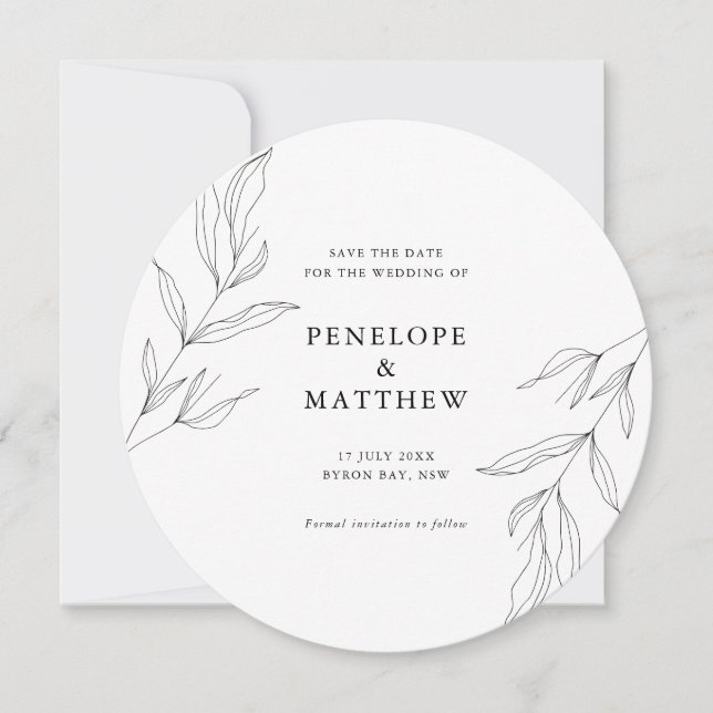 Faire-part de mariage ronde feuille de feuillage d (Devant)