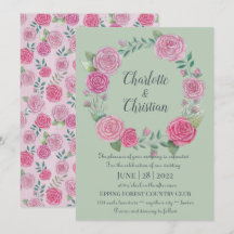faire-part de mariage rose