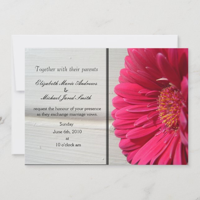 Faire-part de mariage rose (Devant)