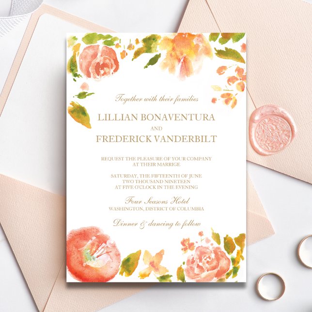 Faire-part de mariage Rose aquarelle (Créateur téléchargé)