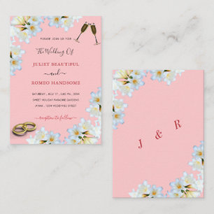 Faire-part de mariage rose avec Lys blancs