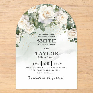 Faire-part de mariage Rose blanche élégante et sau
