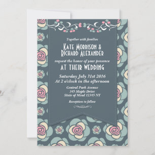 Faire-part de mariage Rose Bleue et Rose