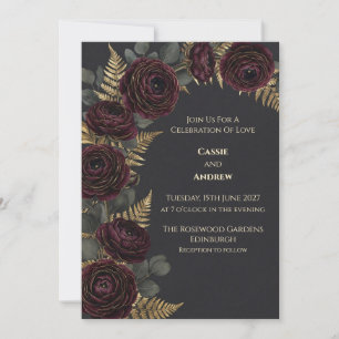 Faire-part de mariage Rose Bourgogne Or Fer