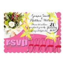 Faire part de mariage rose bubble pour RSVP