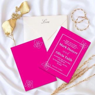 Faire-part de mariage rose | Carte Mariage rustiqu