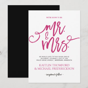 Faire-part de mariage rose chaud et noir   Écritur