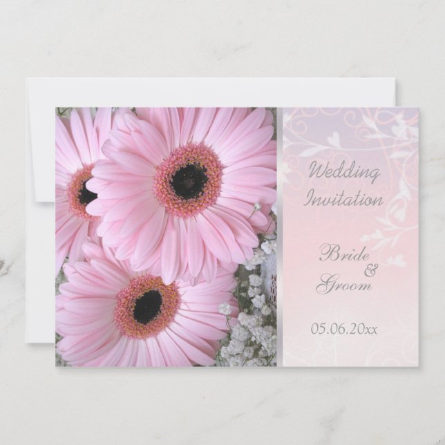 Faire-part de mariage rose de marguerite de (Devant)