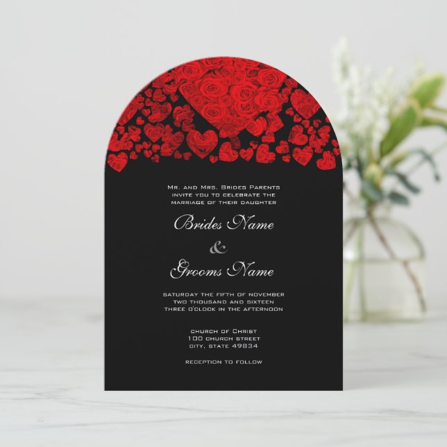 Faire-part de mariage Rose de Red Heart (Debout devant)