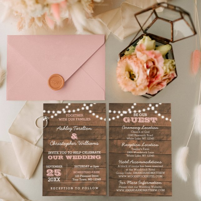 Faire-part de mariage rose écusson (Créateur téléchargé)