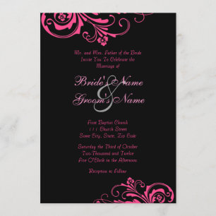 Faire-part de mariage rose et noir chic