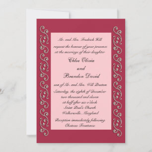 Faire-part de mariage rose et perles