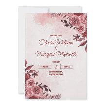Faire-part de mariage rose et rouge